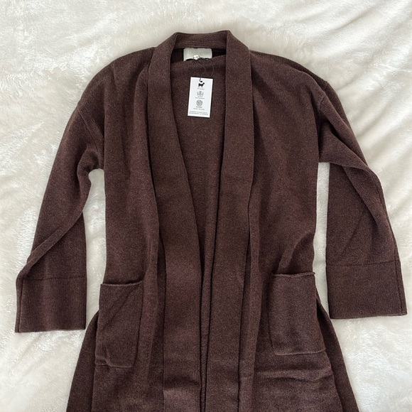 NEW NakedCashmere Chocolate Brown Ynes Tie-Belt 100% Cashmere Belted Robe NWT - Picture 5 of 15